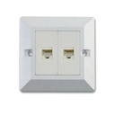 2-PORT WALL PLATE WITH SHUTTER WITH CAT6 KEYSTONE